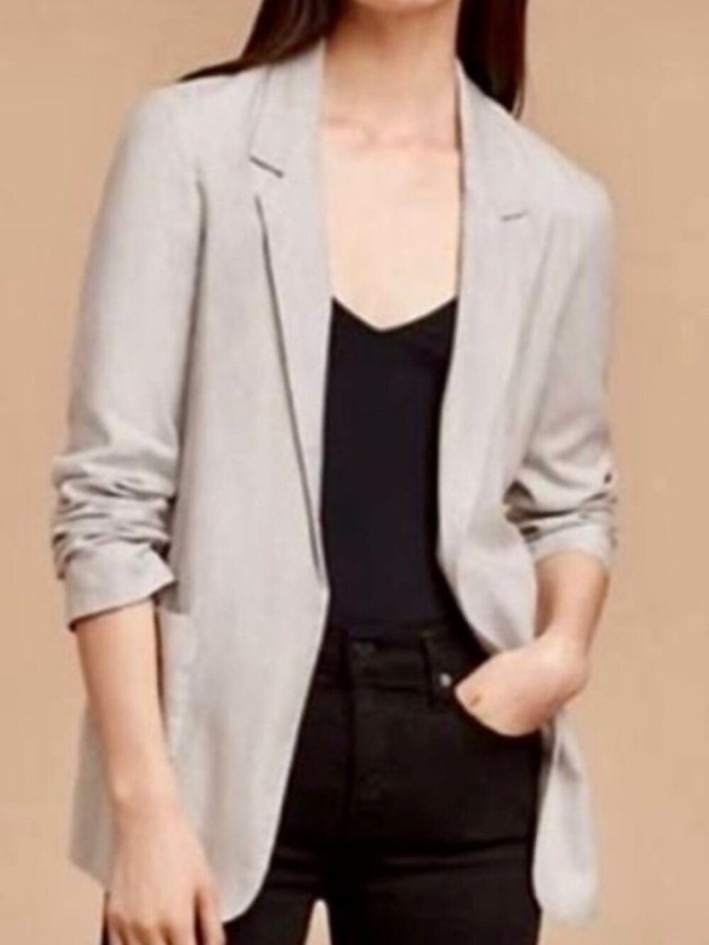 Talula Aritzia Kent Lightweight Open-Front Blazer, Heather Gray - Womens 0 - Picture 1 of 14